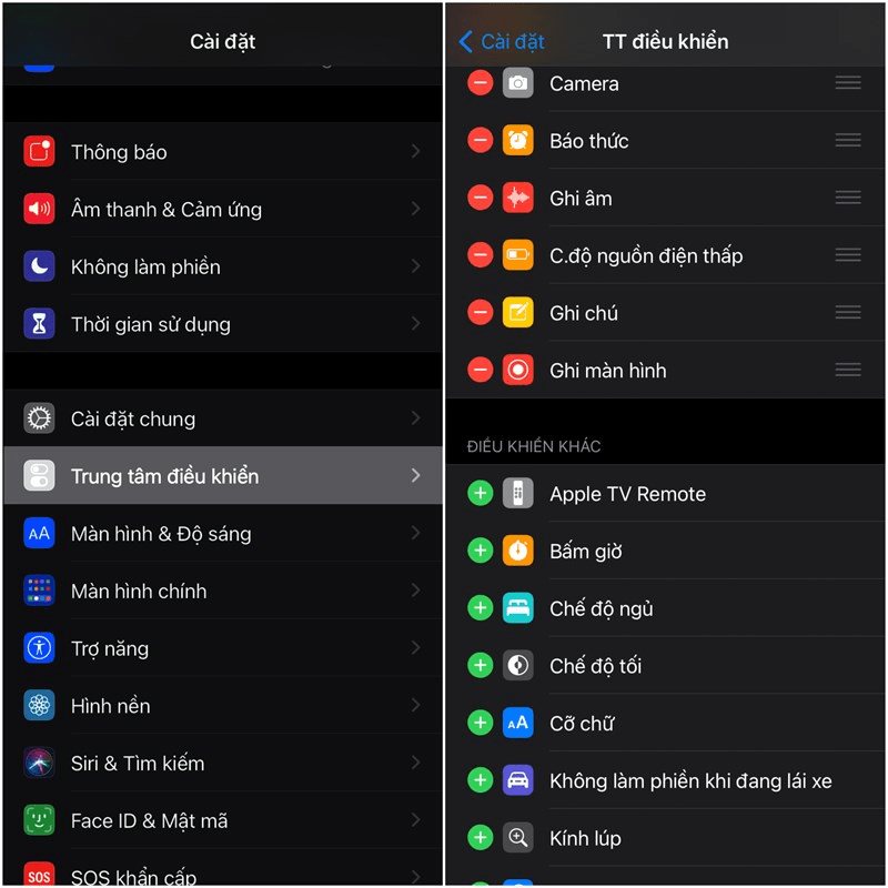 Tùy chỉnh Trung tâm điều khiển